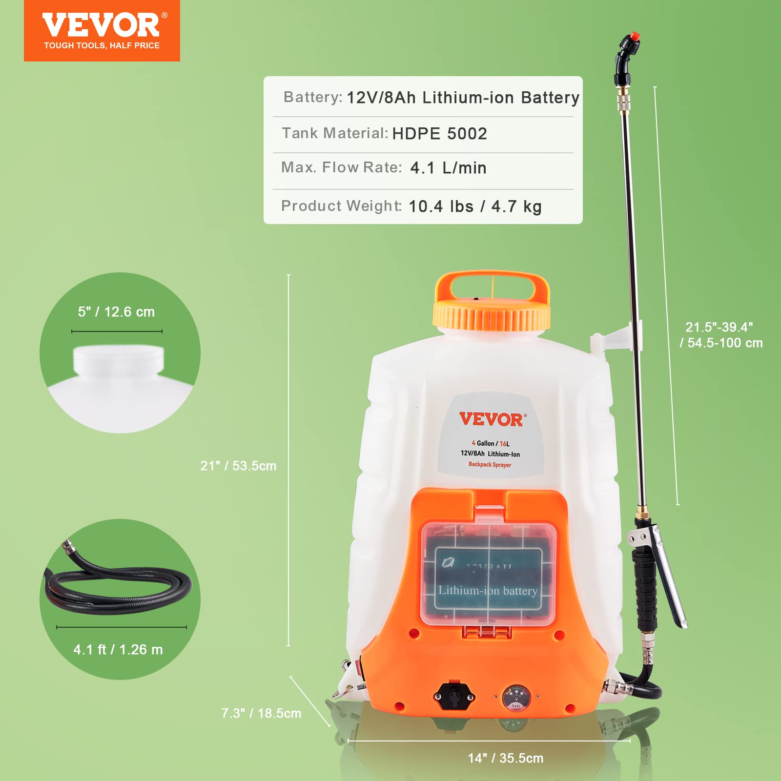 VEVOR includes eight nozzles and two wands for various spray patterns
