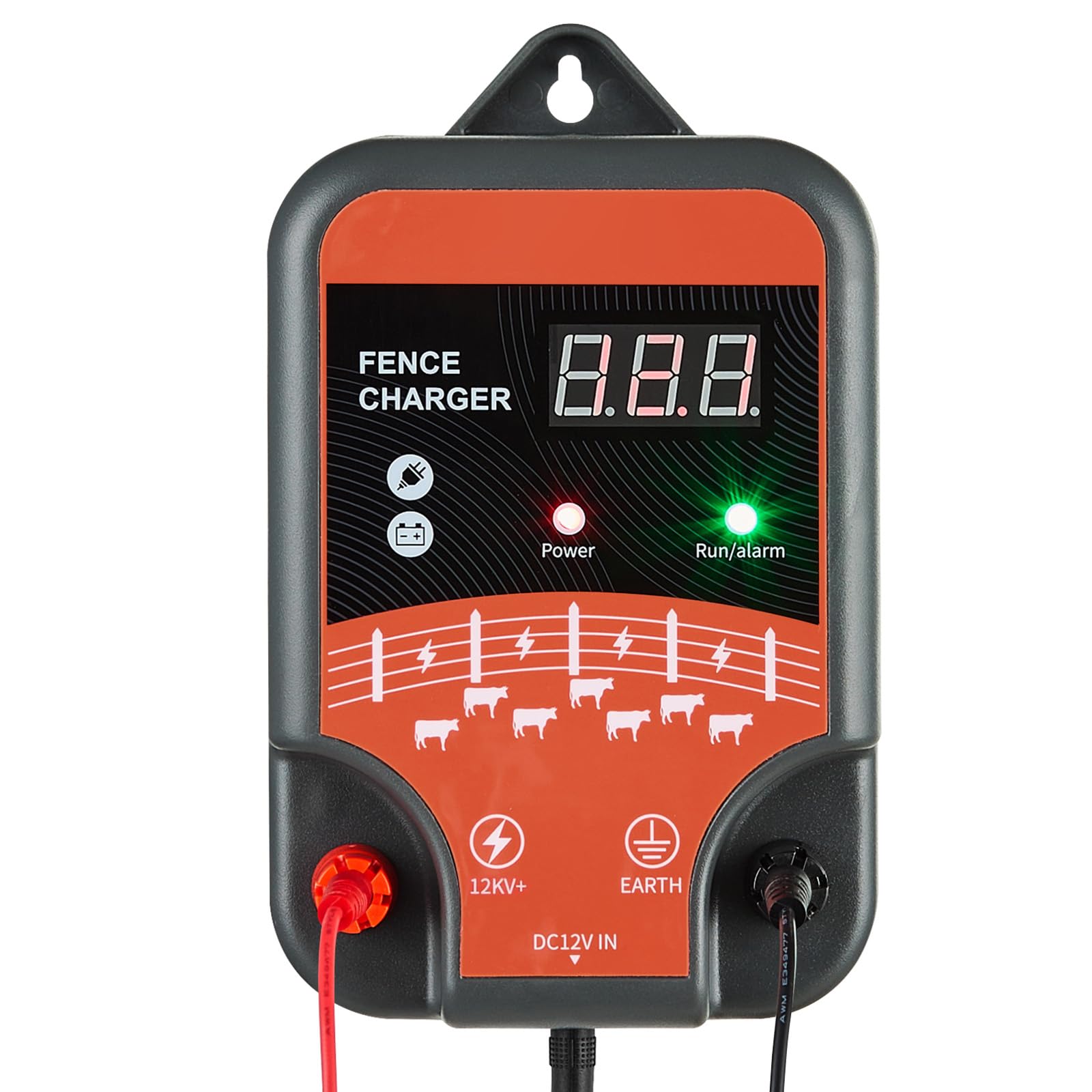 VEVOR electric fence charger with 10kV output and solar compatibility for off‑grid farms