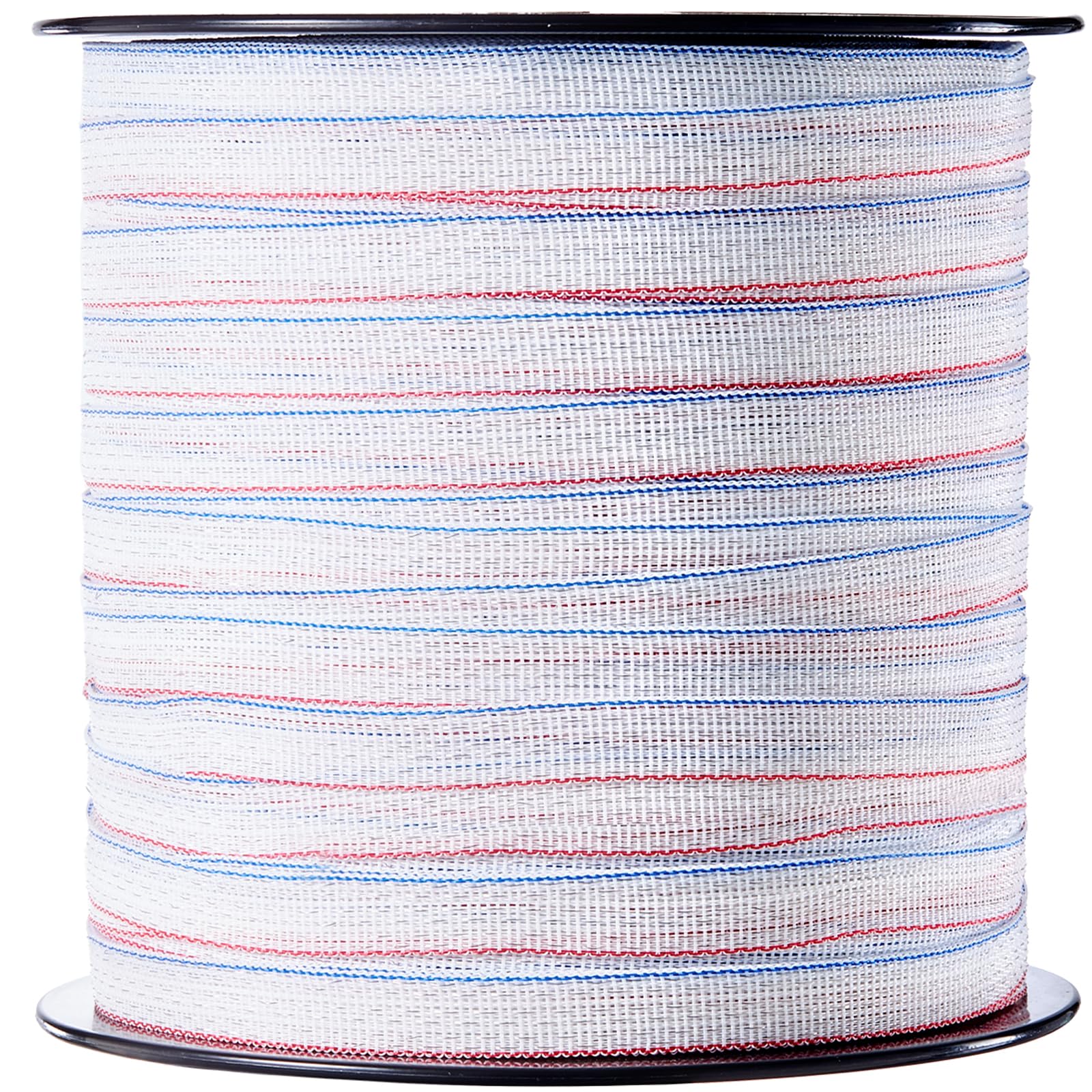 VEVOR electric fence tape in blue-white-red shows high visibility for safe pasture fencing