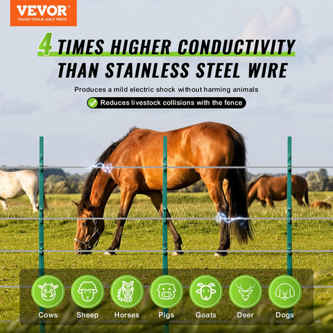 VEVOR electric fence 500m reel enabling quick setup and portability.