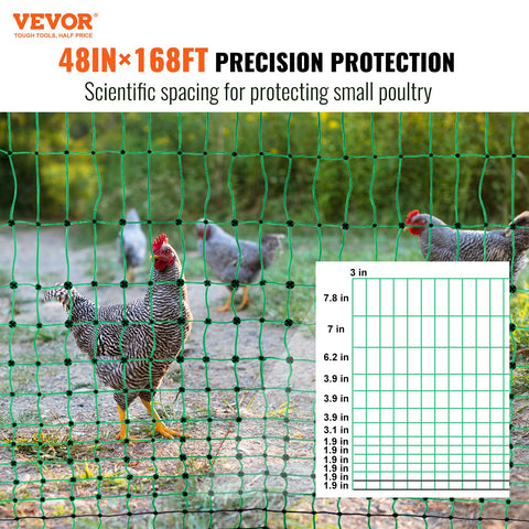 VEVOR grid close-up shows evenly spaced sections for reliable fencing
