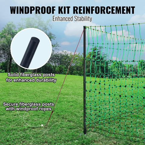 Weatherproof design with windproof kit and fiberglass posts protects fences outdoors