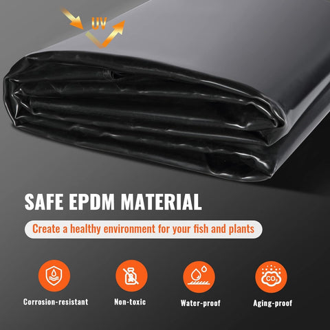 VEVOR pond liner resists sun exposure to maintain flexibility