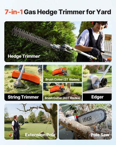 VEVOR trimmer with ergonomic grip and safety features for comfortable yard work.