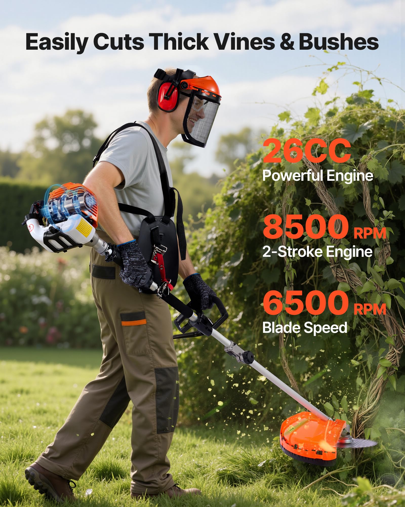 VEVOR extension pole 30 inches extends reach to tall hedges safely.