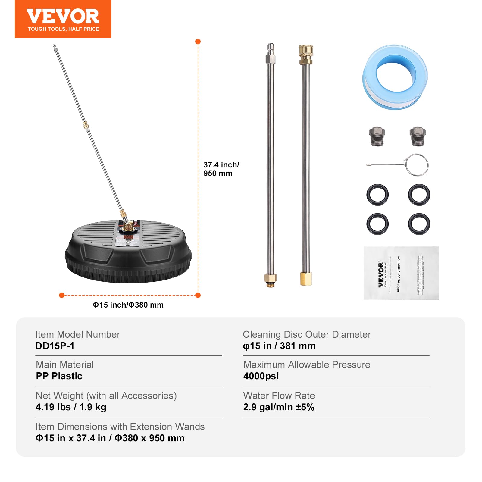 VEVOR two extension poles speed up reaching elevated or tight areas