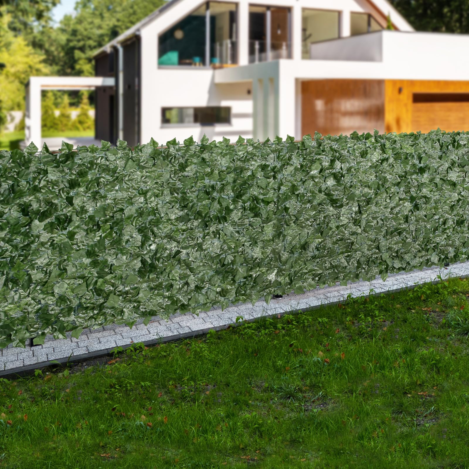 VEVOR wind-reducing faux ivy fence panel for outdoor comfort.