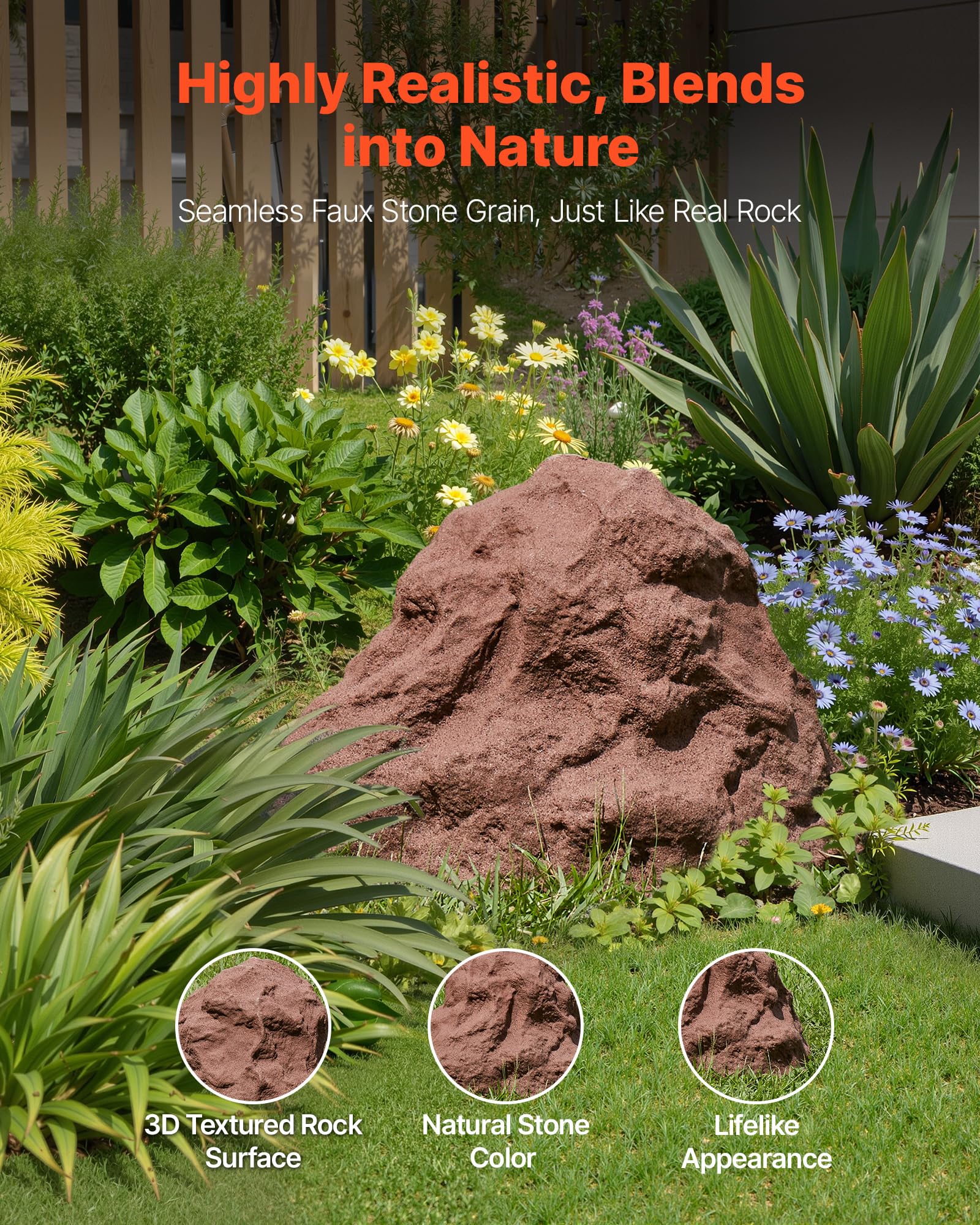 VEVOR faux rock cover conceals wells and pipes while blending with the landscape