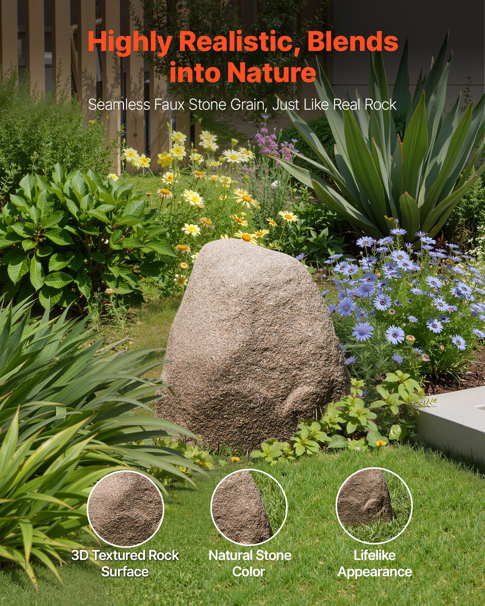 VEVOR faux rock cover protects wells and pumps while keeping a natural landscape look
