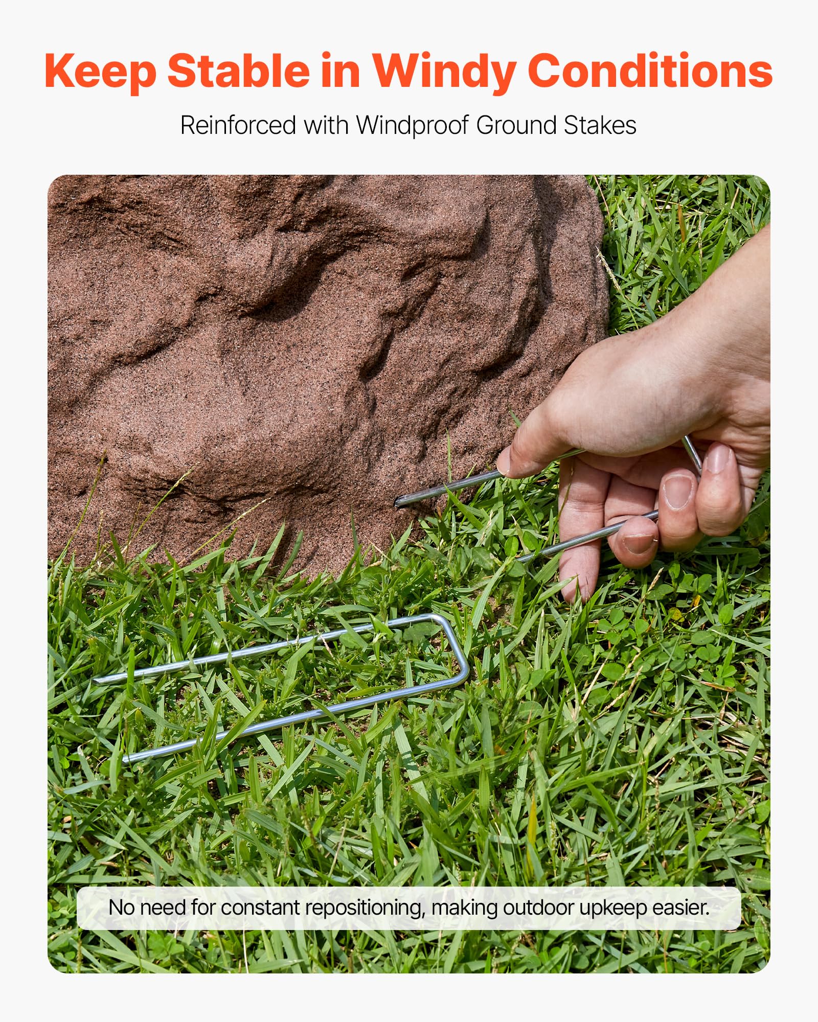 VEVOR wind-stable design with stakes for secure outdoor placement