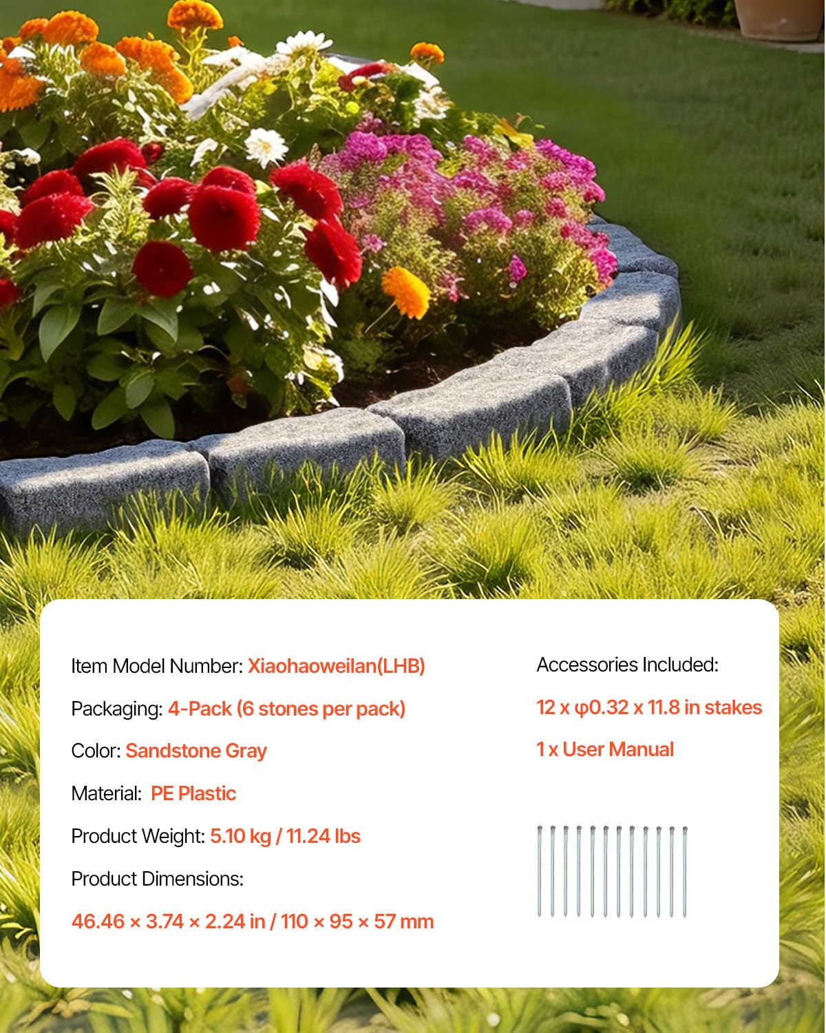 VEVOR edging resists fading and rust for enduring outdoor use.