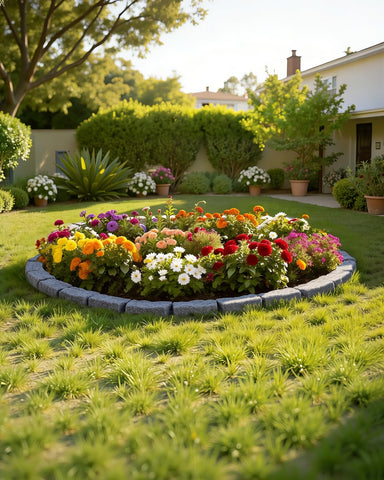 VEVOR faux stone edging pack with spikes secures borders and clean edges.