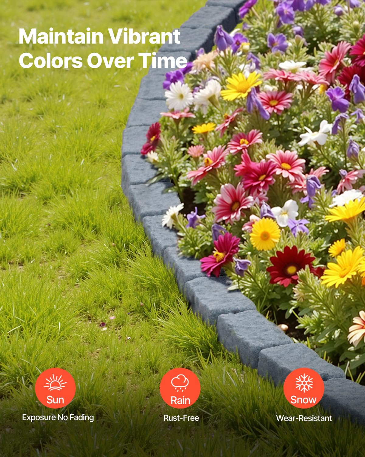 VEVOR modular edging supports straight or curved designs for versatile landscaping.