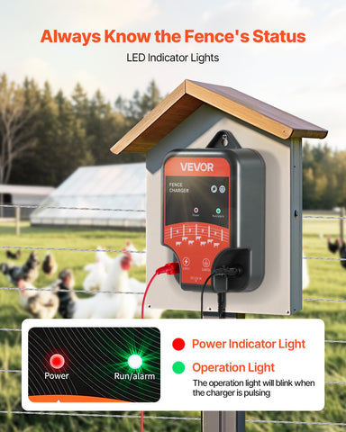 VEVOR fence energizer with AC/DC/solar power options supports off-grid operation.
