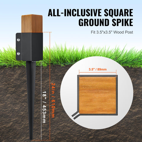 Measurement close-up shows 3.5 inch inner width of VEVOR spike