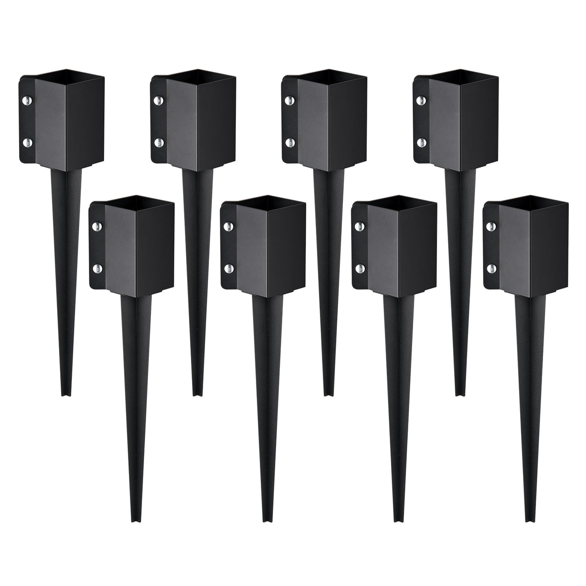 VEVOR fence post anchor 8-pack side view demonstrates solid steel strength for sturdy fencing