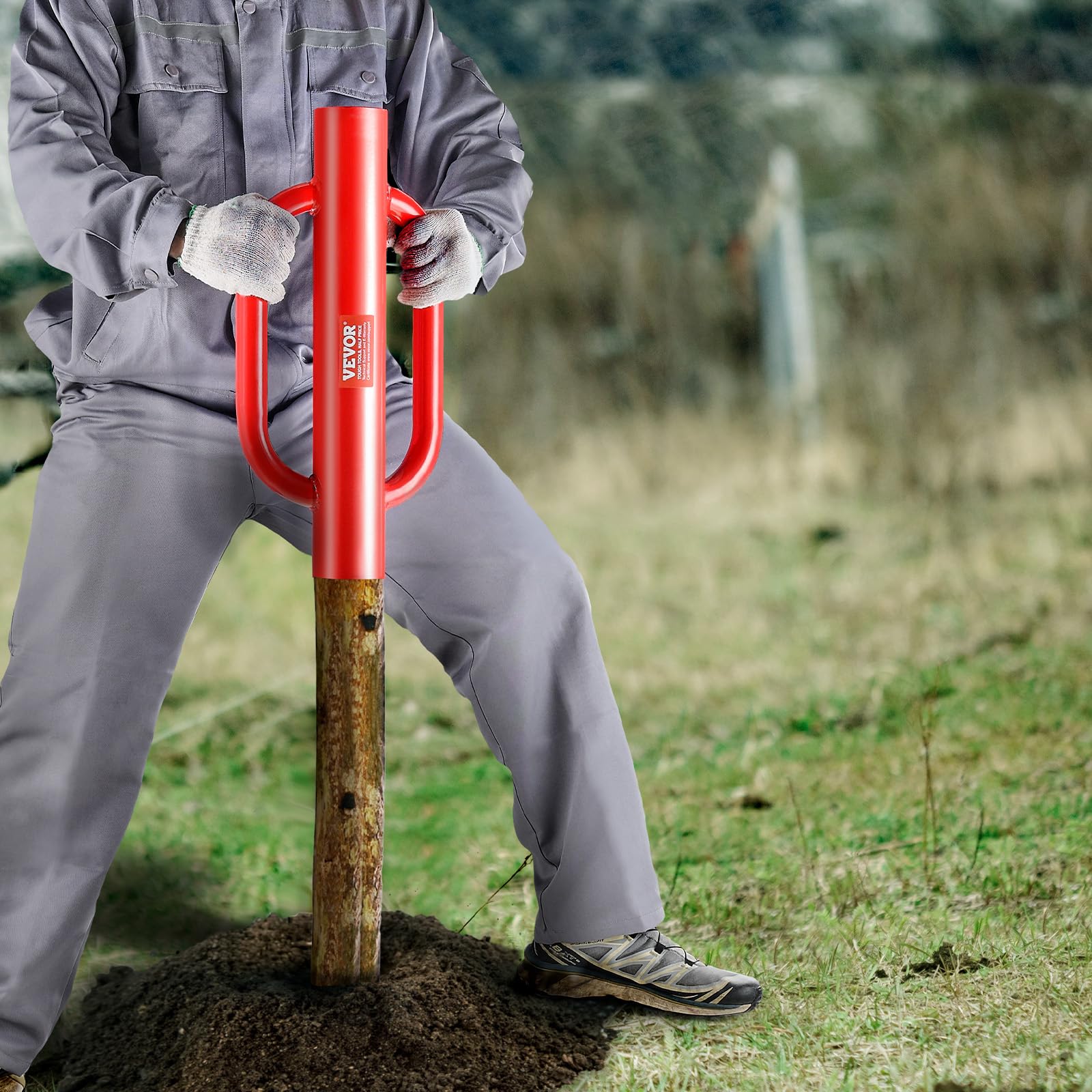 Solo operation with VEVOR fence post driver for convenient fencing work