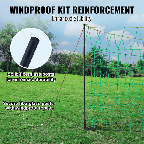 Fiberglass post and stake system reinforcing the fence