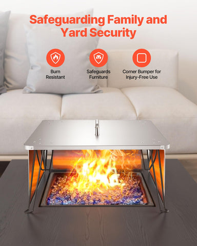 VEVOR Fire Pit Heat Deflector 4-point-support prevents tipping on various fire pits.