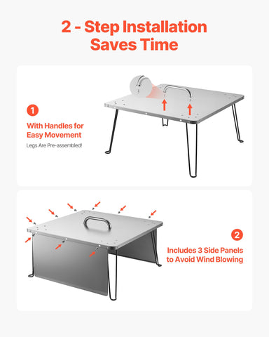VEVOR Fire Pit Heat Deflector carrying-handle enables easy transport for outdoor gatherings.