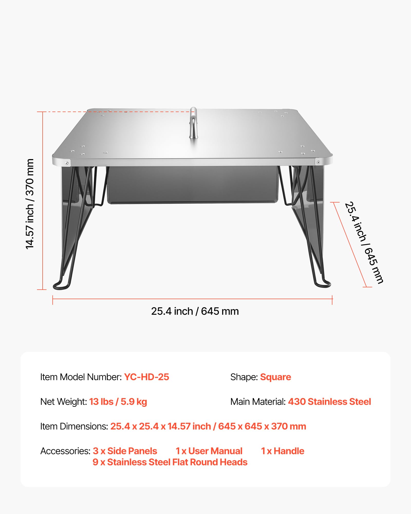 VEVOR Fire Pit Heat Deflector compact-storage design folds flat after use.
