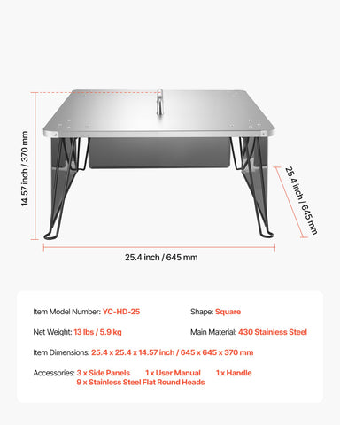 VEVOR Fire Pit Heat Deflector compact-storage design folds flat after use.