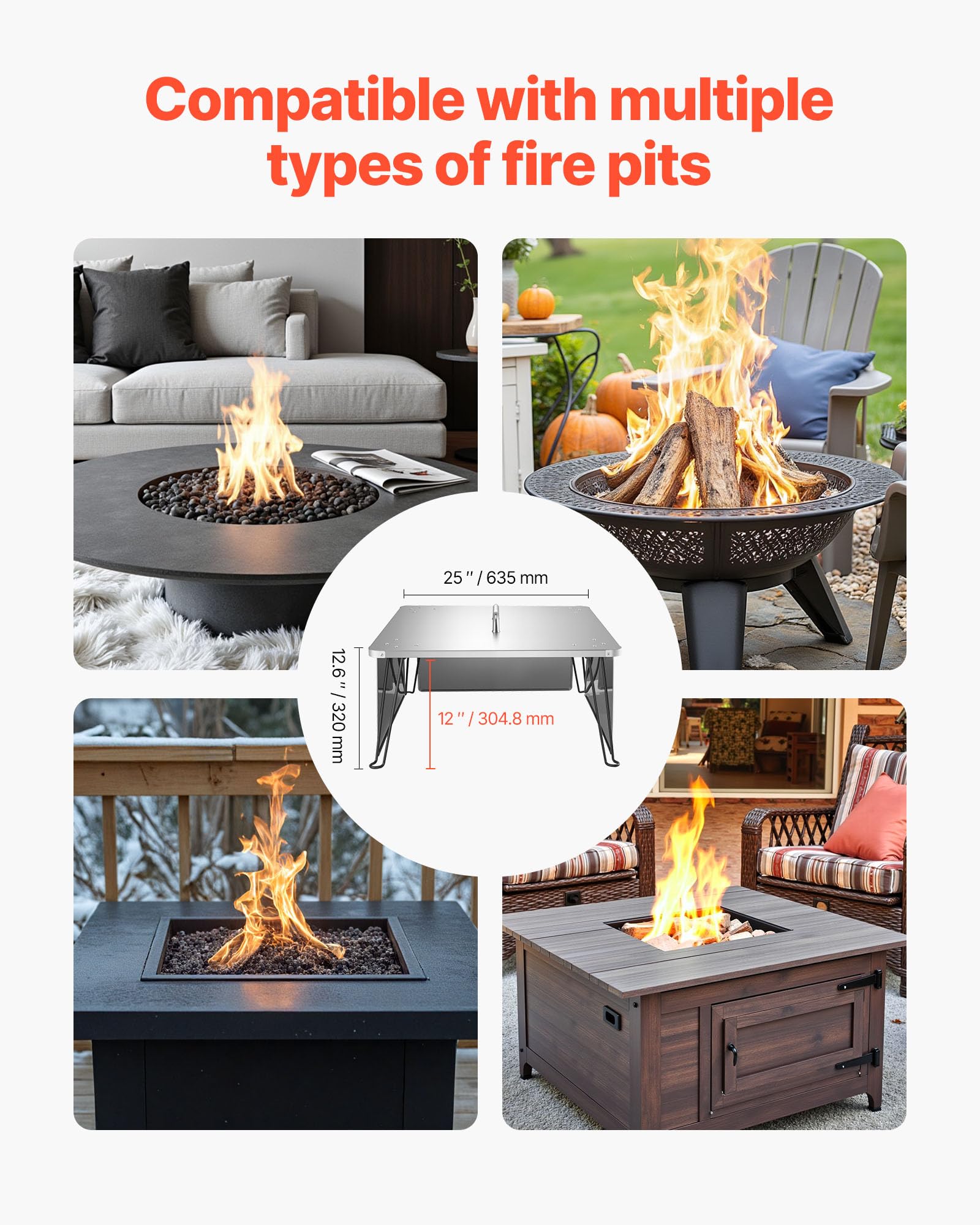 VEVOR Fire Pit Heat Deflector folded-legs demonstrates portable setup and compact storage.