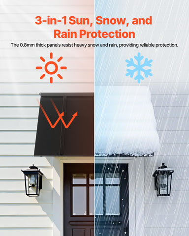 VEVOR fixed metal awning 44x24 door installation demonstrates easy DIY mounting.