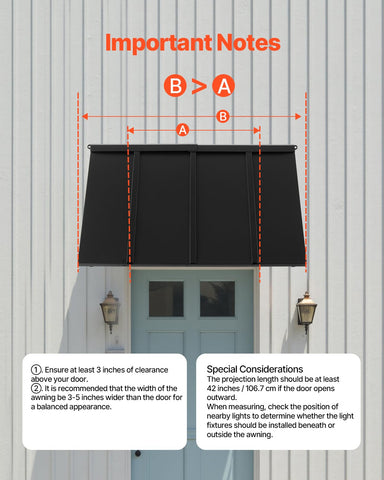 VEVOR fixed metal awning 44x24 weather shield expands outdoor usable space.