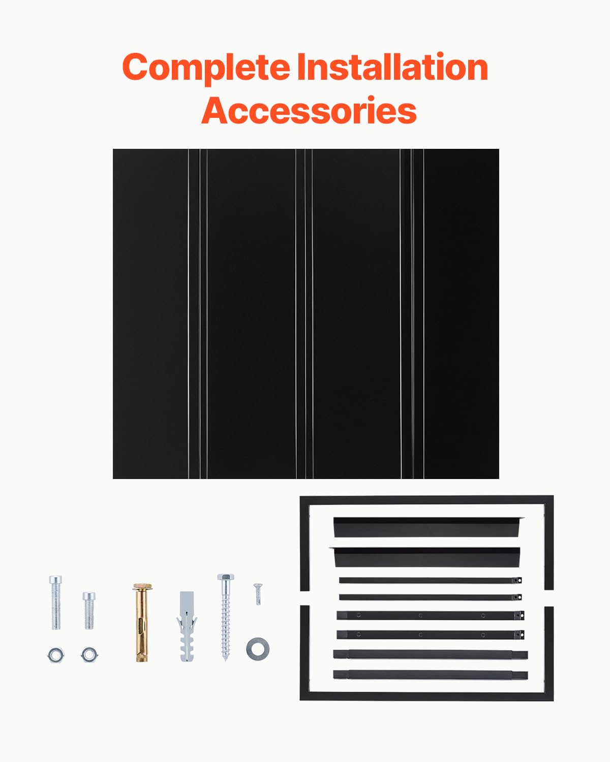 VEVOR fixed metal awning 44x24 rain protection for doors and windows.