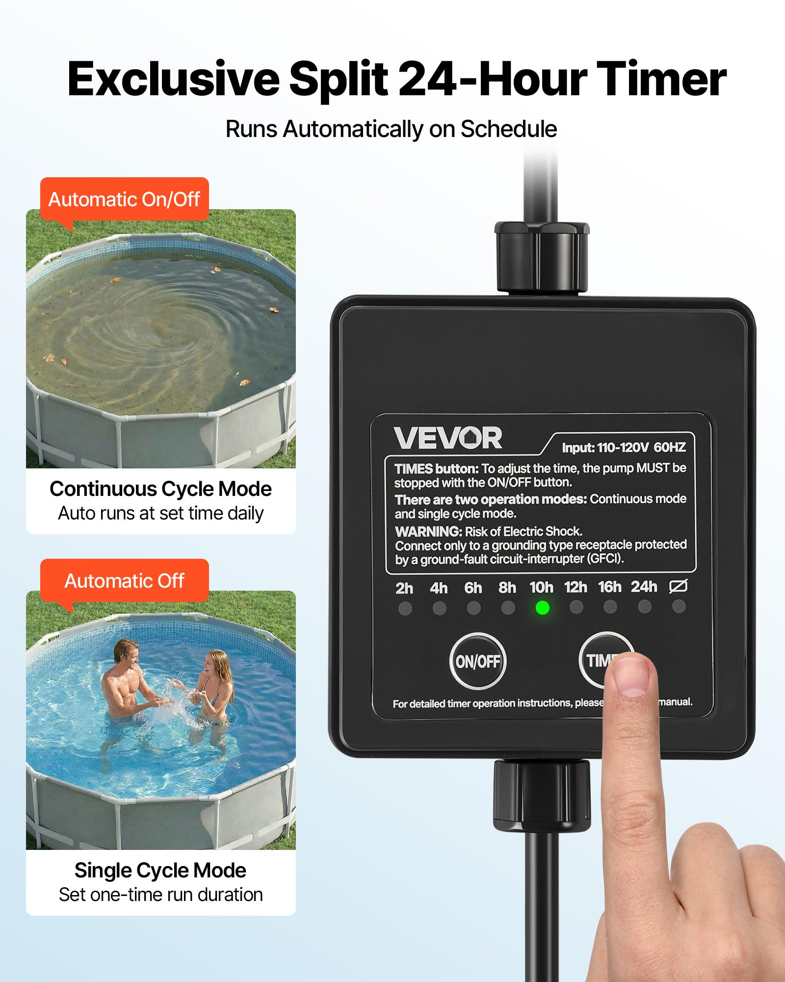 38 ft head capability supports efficient circulation with VEVOR FlashPure