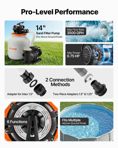 VEVOR FlashPure built-in timer allows automatic filtration scheduling