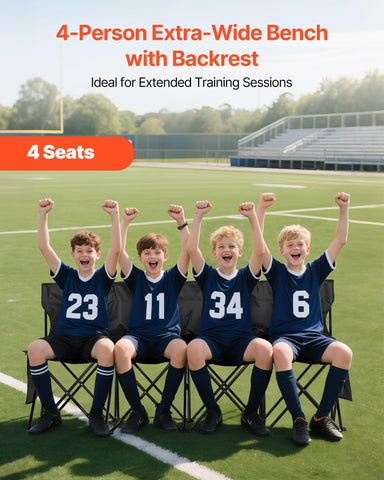 VEVOR foldable soccer bench with a sturdy metal frame for stability.