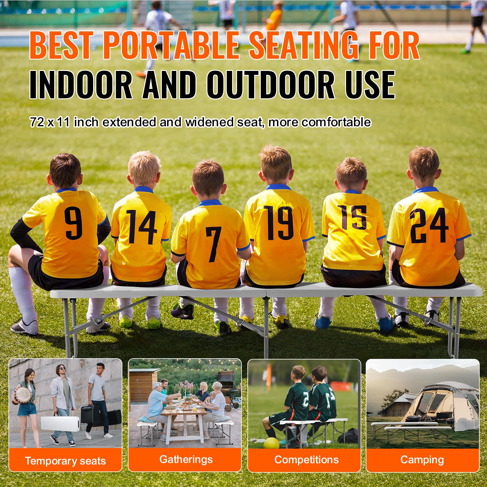 VEVOR bench surface resists stains for cleaner use outdoors.