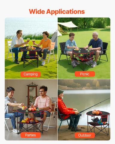 VEVOR folding camping table beach picnic setup on sand