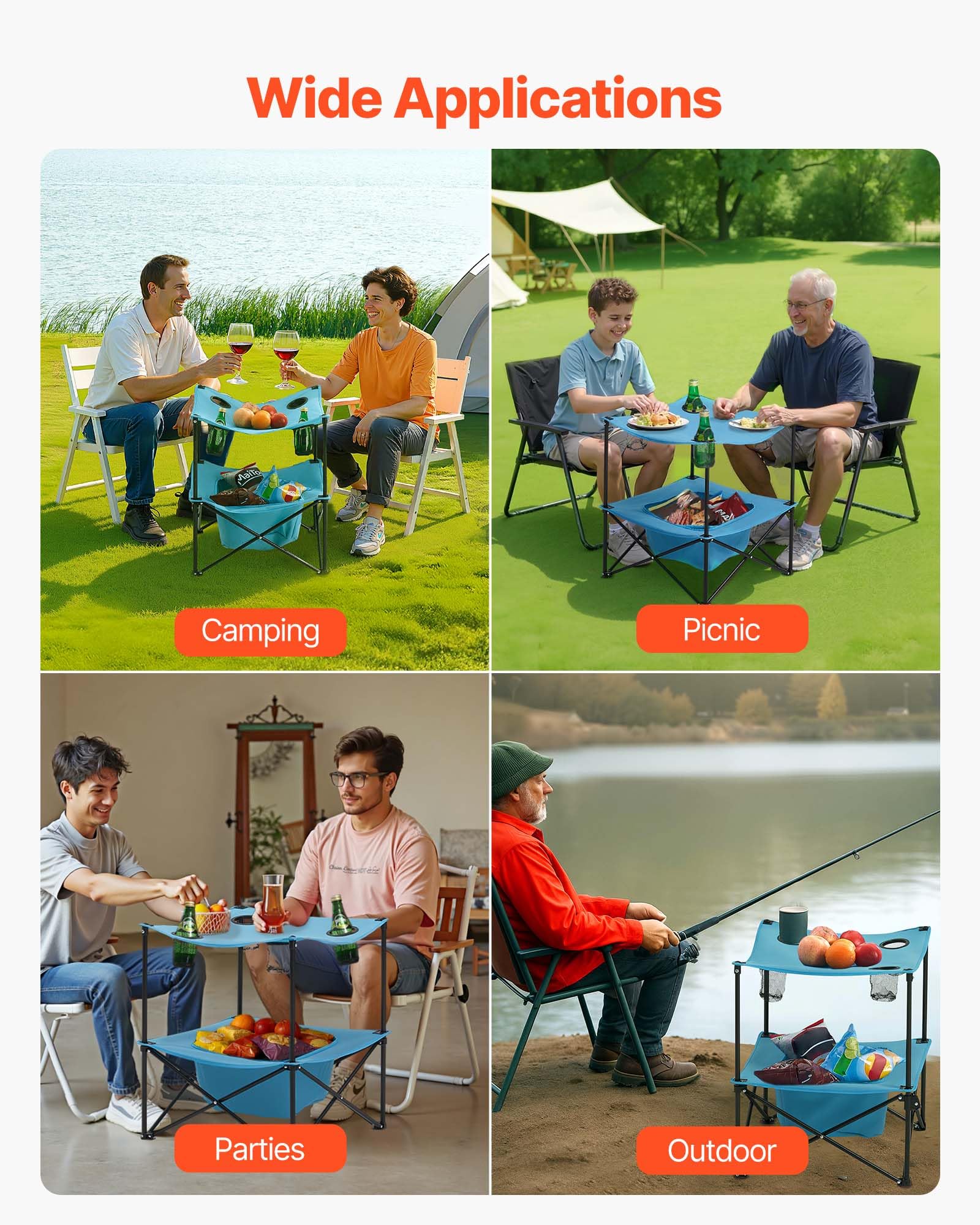 VEVOR in-use at the beach providing versatile surface for snacks and games