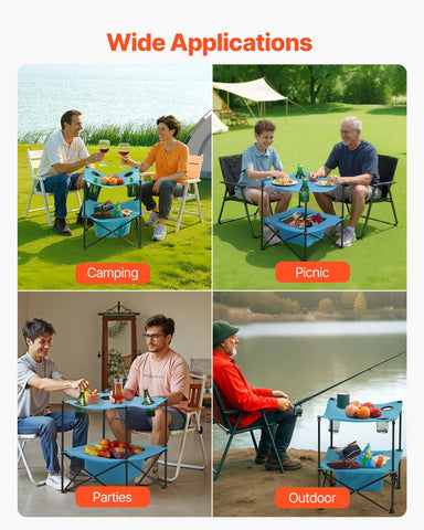 VEVOR in-use at the beach providing versatile surface for snacks and games