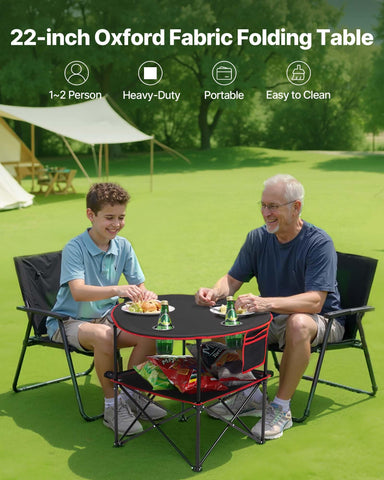 VEVOR folding camping table cup holders detail for drinks within reach