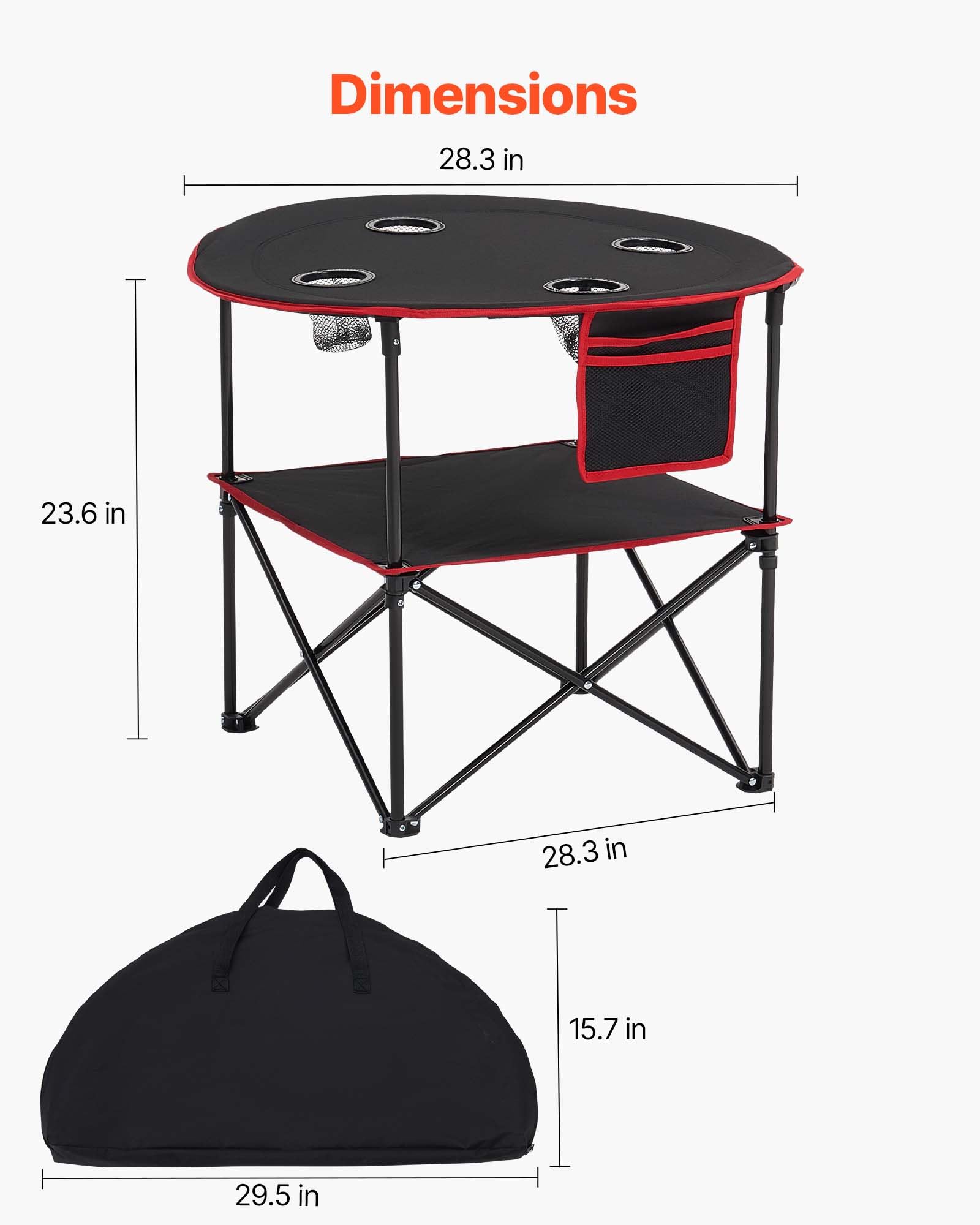 VEVOR folding camping table folded compact for backpack storage