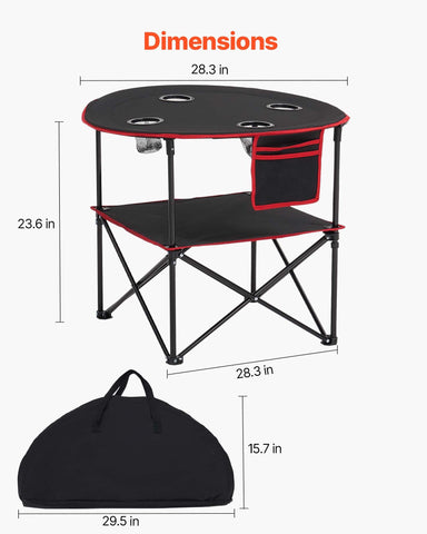 VEVOR folding camping table folded compact for backpack storage
