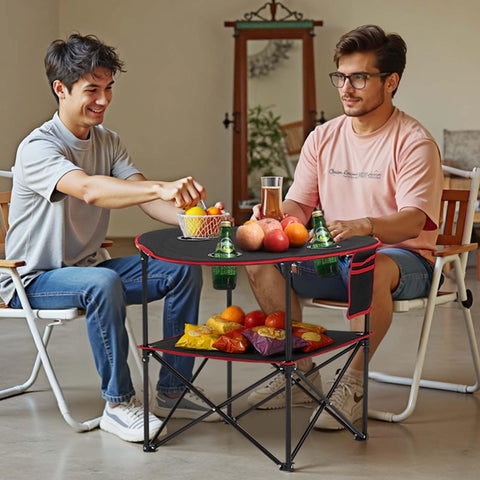 VEVOR folding camping table side view with compact legs for easy transport