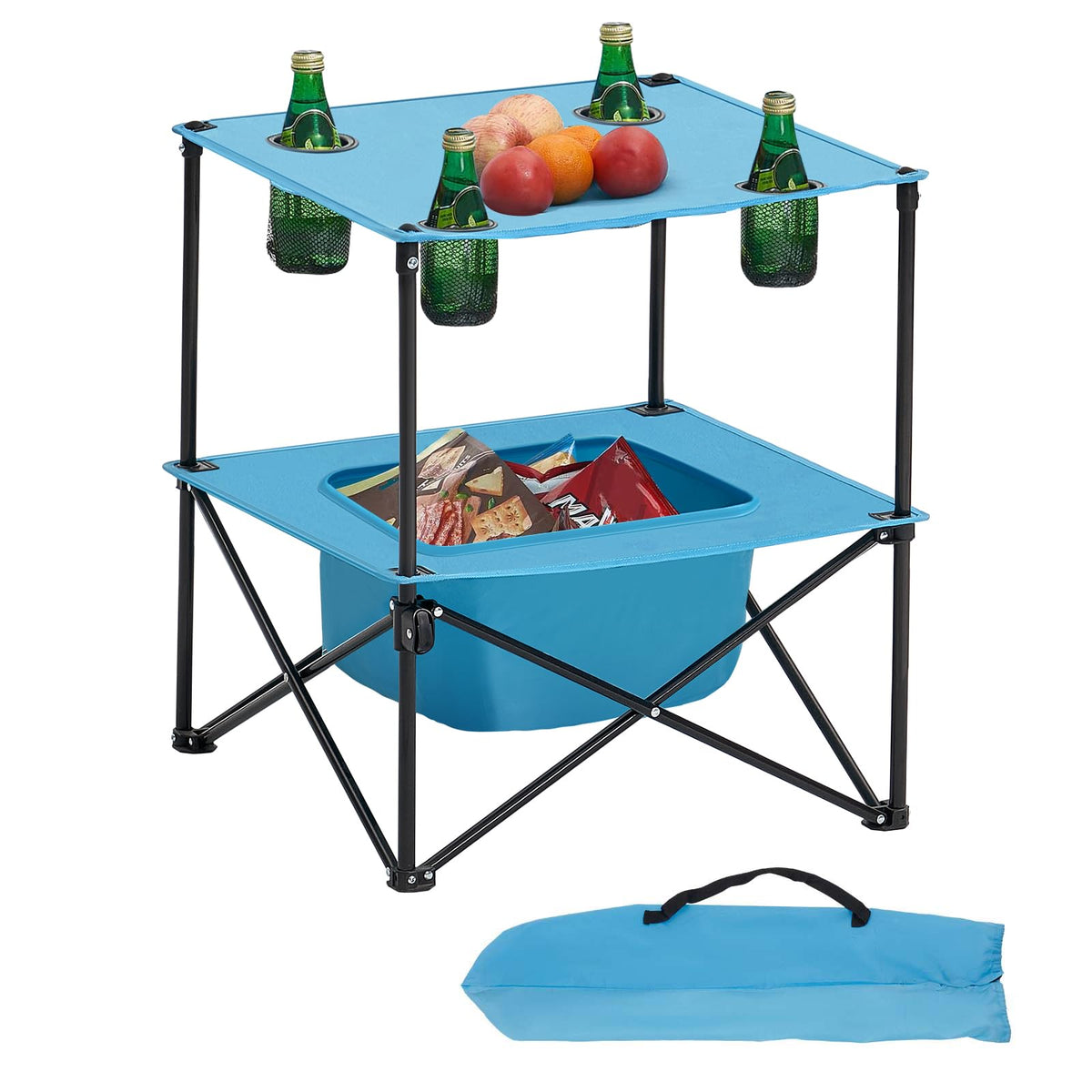 VEVOR folding camping table top view showing sturdy surface for meals