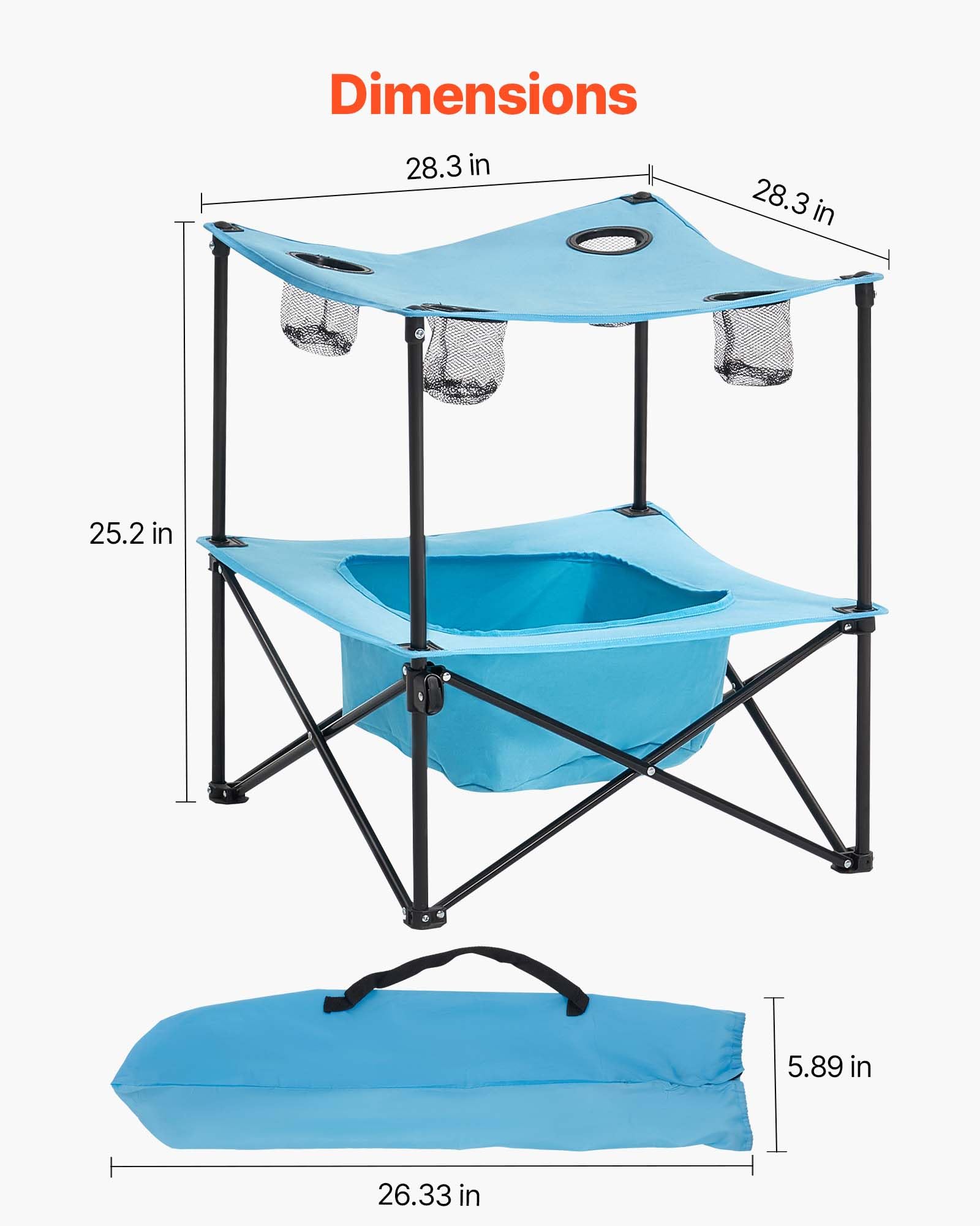 VEVOR waterproof top on table ideal for damp beach conditions