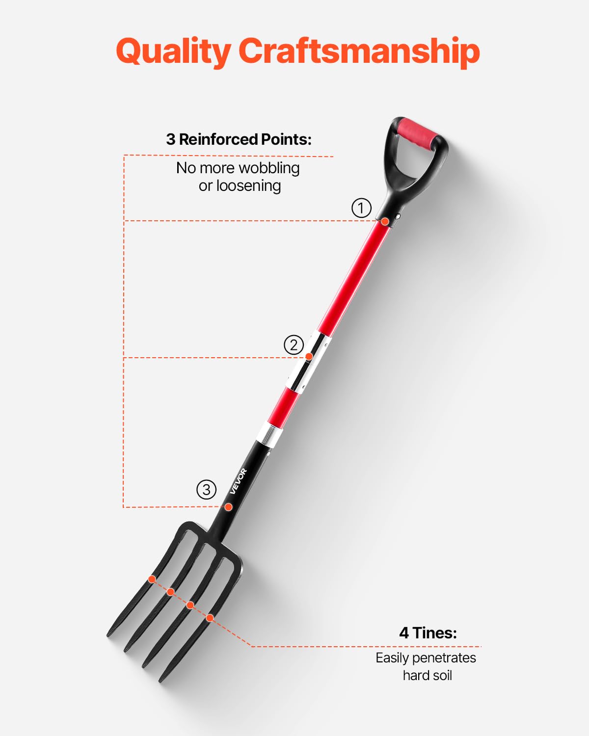 VEVOR forged steel spading fork delivers long-lasting strength for composting and turning