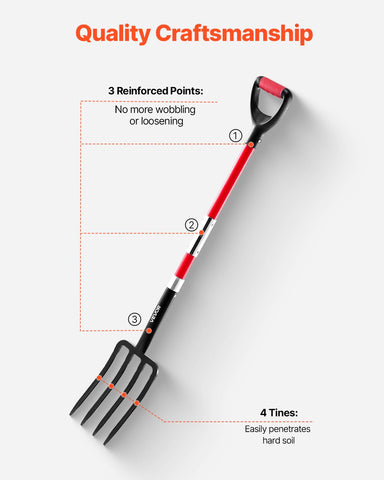 VEVOR forged steel spading fork delivers long-lasting strength for composting and turning