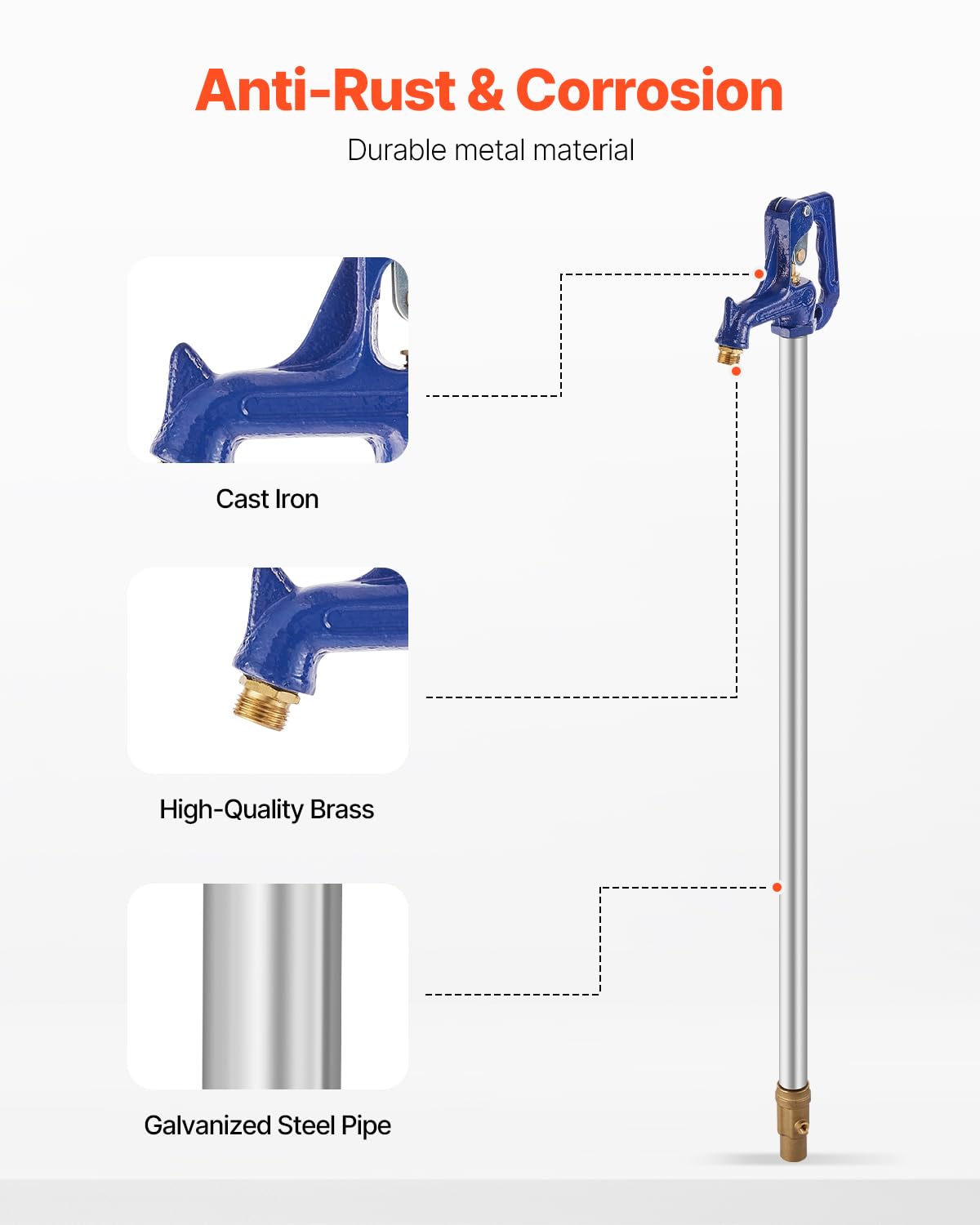 VEVOR hydrant features adjustable handle for precise flow control.