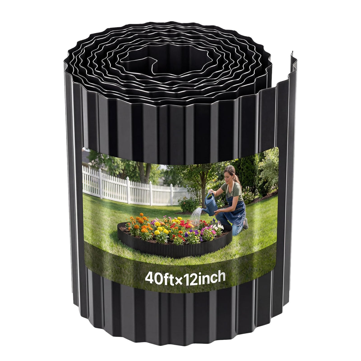 VEVOR galvanized steel edging 40ft roll provides clean, defined garden borders.