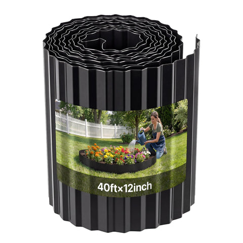 VEVOR galvanized steel edging 40ft roll provides clean, defined garden borders.