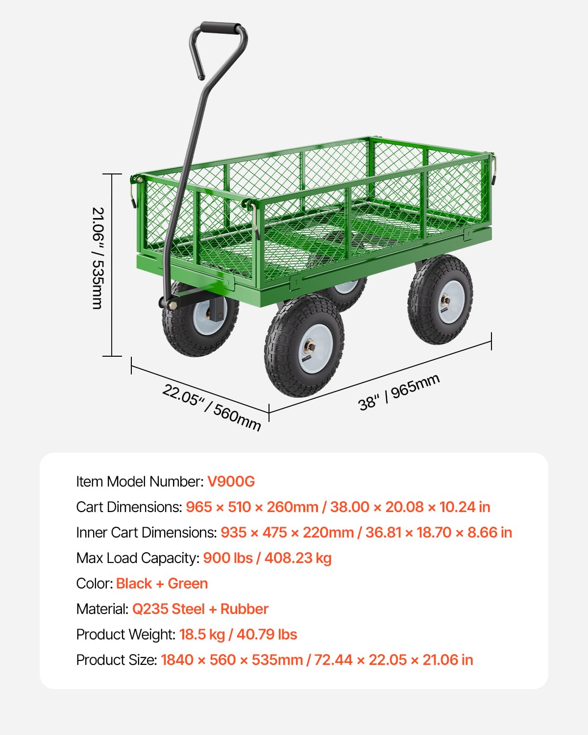 VEVOR garden cart with 180-degree rotating handle for easy maneuverability