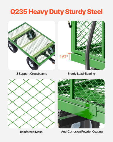 VEVOR garden cart with 360-degree wheels for smooth movement on uneven terrain